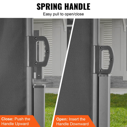 Retractable Outdoor Privacy Screen, 2x6 m Gray Polyester Wind & UV Protection