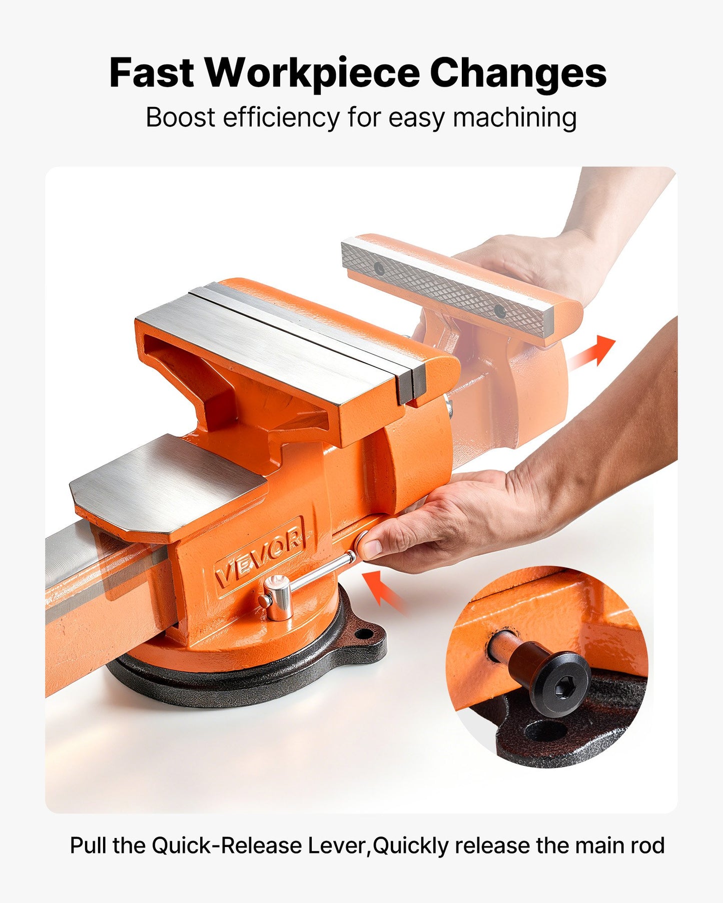 Heavy Duty Bench Vise, 203 mm Jaw Width, Multi-Purpose Ductile Iron Bench Vise with Anvil, 360-Degree Locking Swivel Base, 75 mm Throat Depth, 203 mm Max Jaw Opening, for Drilling, Pipe Cutting