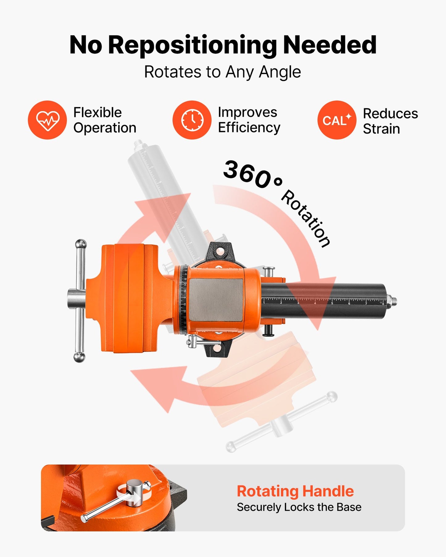 Heavy Duty Bench Vise, 150 mm Jaw Width, Double Swivel Rotating Multi-Purpose Bench Vise, with 360° Locking Swivel Base Head, 71 mm Throat Depth, 155mm Max Jaw Opening, for Drilling Pipe Cutting