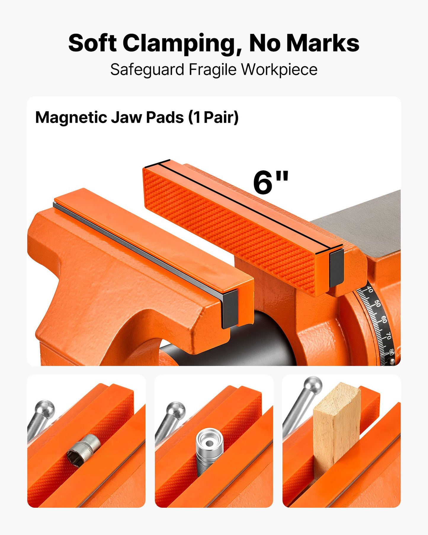 Heavy Duty Bench Vise, 150 mm Jaw Width, Double Swivel Rotating Multi-Purpose Bench Vise, with 360° Locking Swivel Base Head, 71 mm Throat Depth, 155mm Max Jaw Opening, for Drilling Pipe Cutting