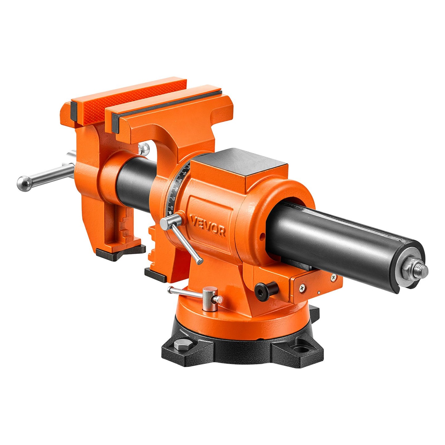 Heavy Duty Bench Vise, 150 mm Jaw Width, Double Swivel Rotating Multi-Purpose Bench Vise, with 360° Locking Swivel Base Head, 71 mm Throat Depth, 155mm Max Jaw Opening, for Drilling Pipe Cutting