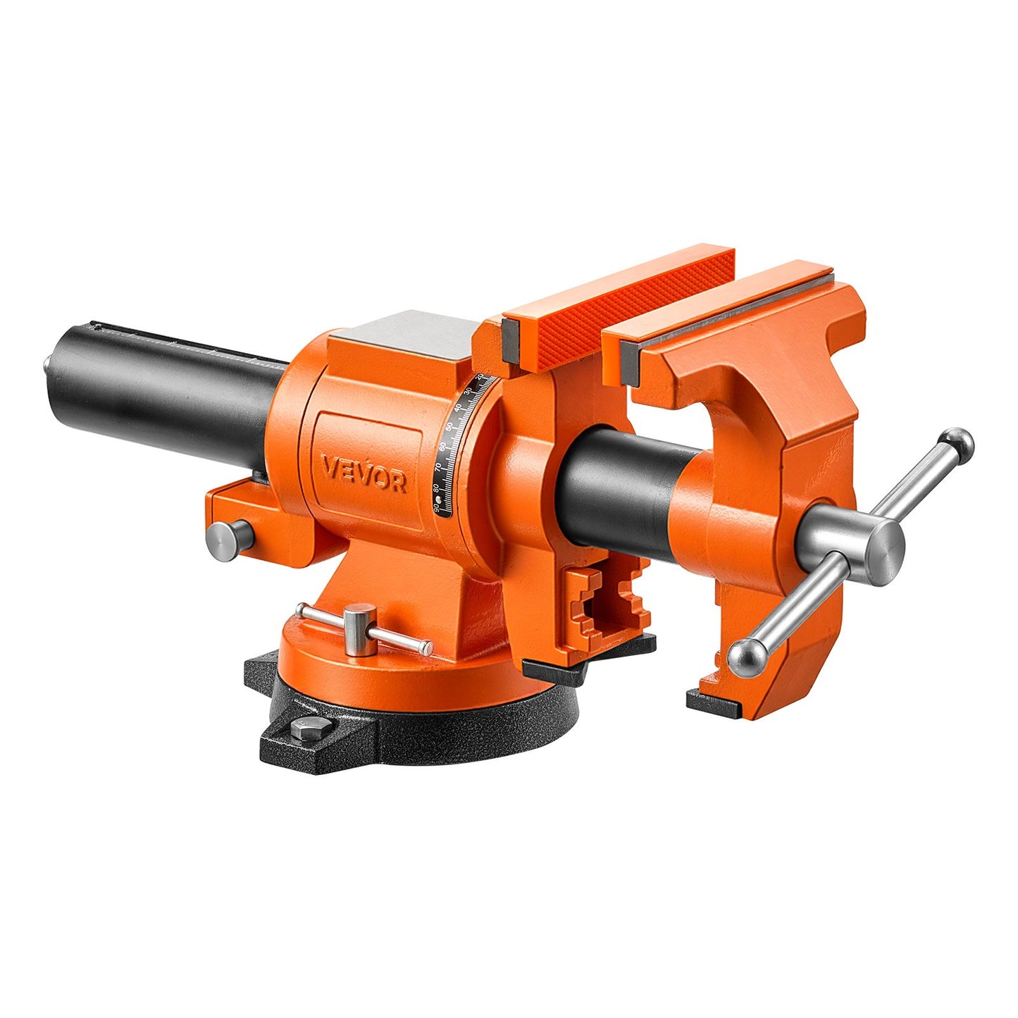 Heavy Duty Bench Vise, 150 mm Jaw Width, Double Swivel Rotating Multi-Purpose Bench Vise, with 360° Locking Swivel Base Head, 71 mm Throat Depth, 155mm Max Jaw Opening, for Drilling Pipe Cutting