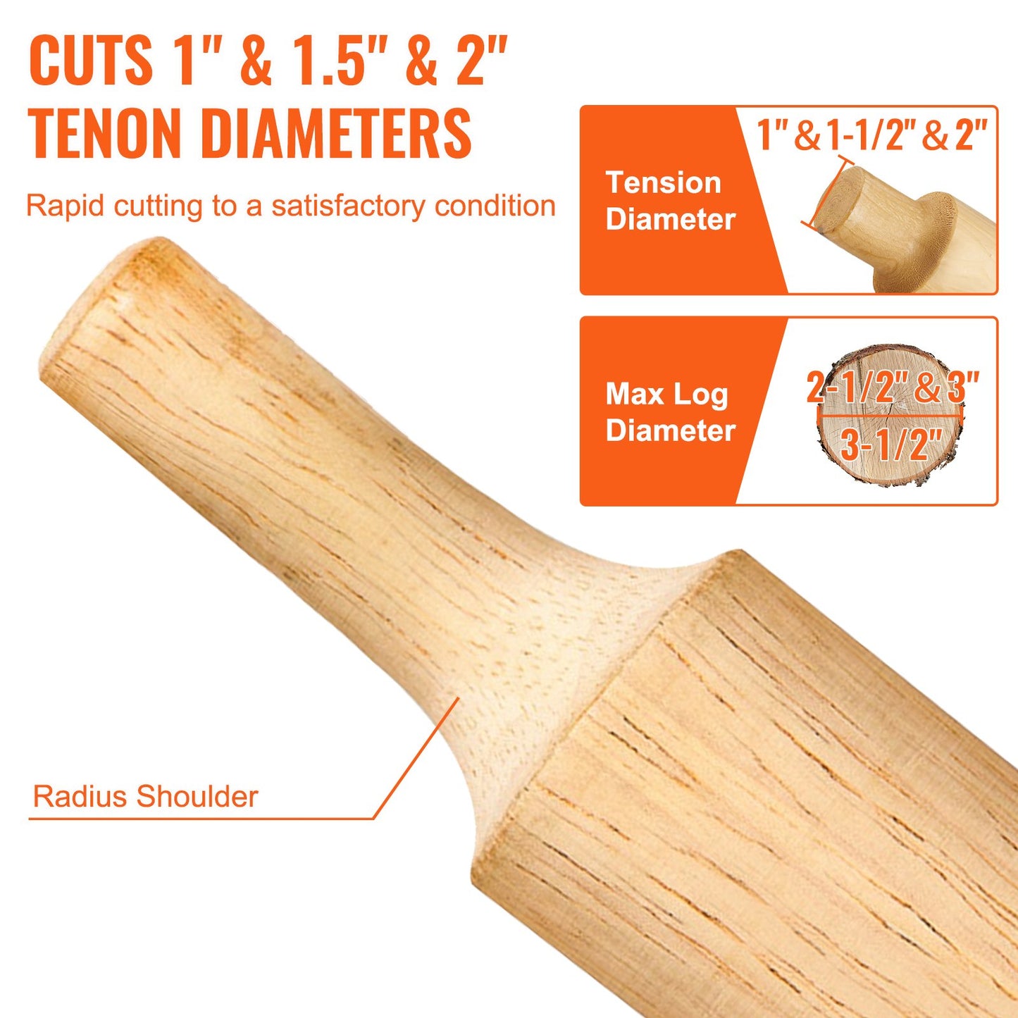 VEVOR Tenon Cutter, 1"/25.4mm & 1.5"/38mm & 2"/50.8mm, with Dual Curved Blades &
