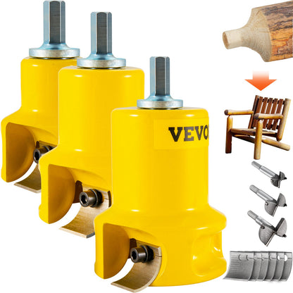 VEVOR Tenon Cutter, 1"/25.4mm & 1.5"/38mm & 2"/50.8mm, with Dual Curved Blades &