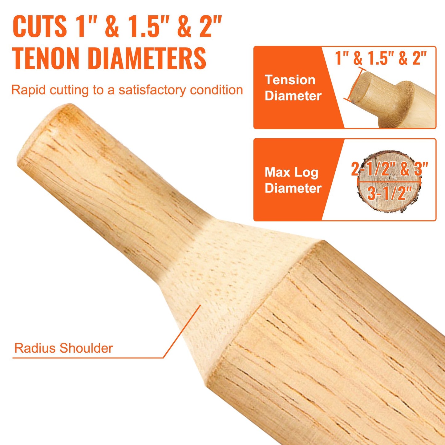 VEVOR Tenon Cutter, 1"/25.4mm & 1.5"/38mm & 2"/50.8mm, Premium Aluminum & Steel
