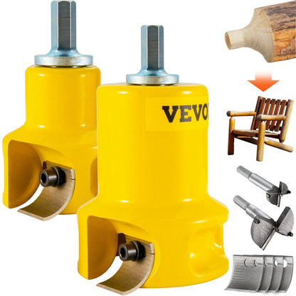 Dual Blade Tenon Cutter Kit, 25.4mm & 50.8mm, for DIY Log Furniture Projects