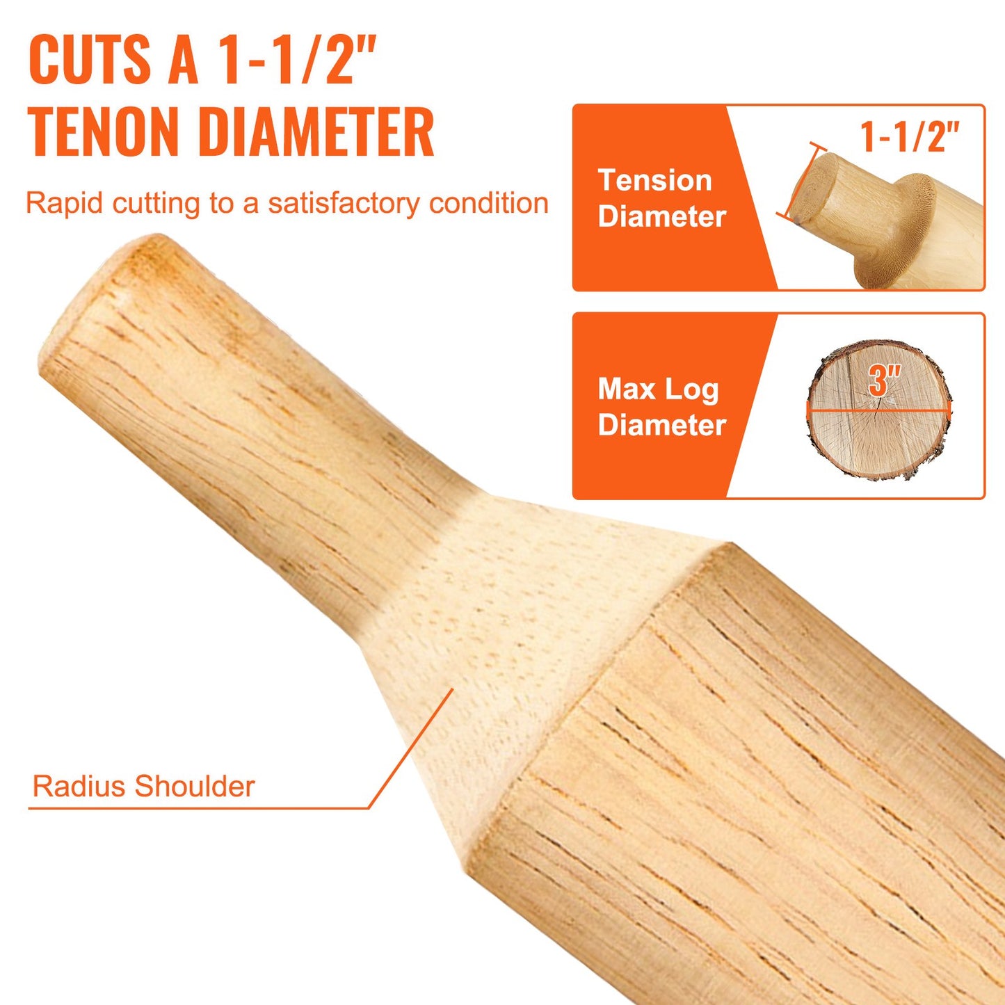 VEVOR Tenon Cutter Log Furniture Kit 1.5"/38mm w/4 Blades Commercial Beginner