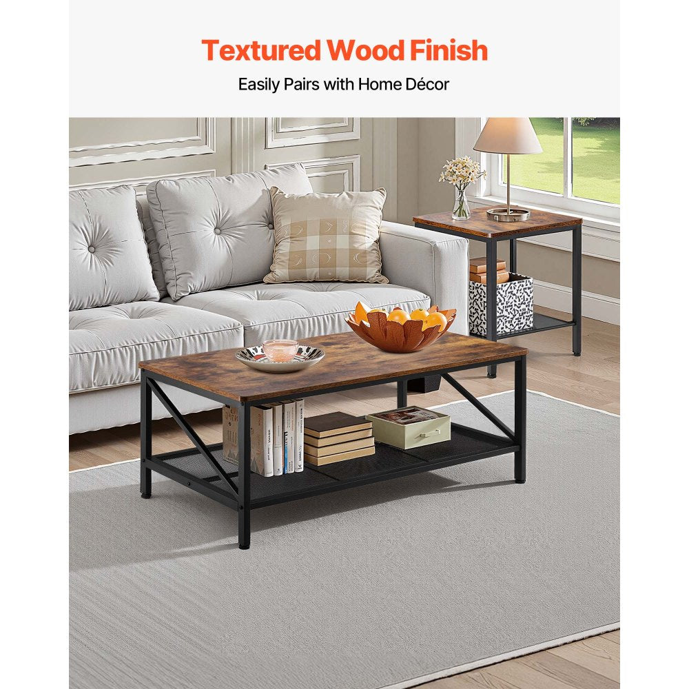 3 Pieces Living Room Table Sets 105 cm Coffee Table with 2 End Tables