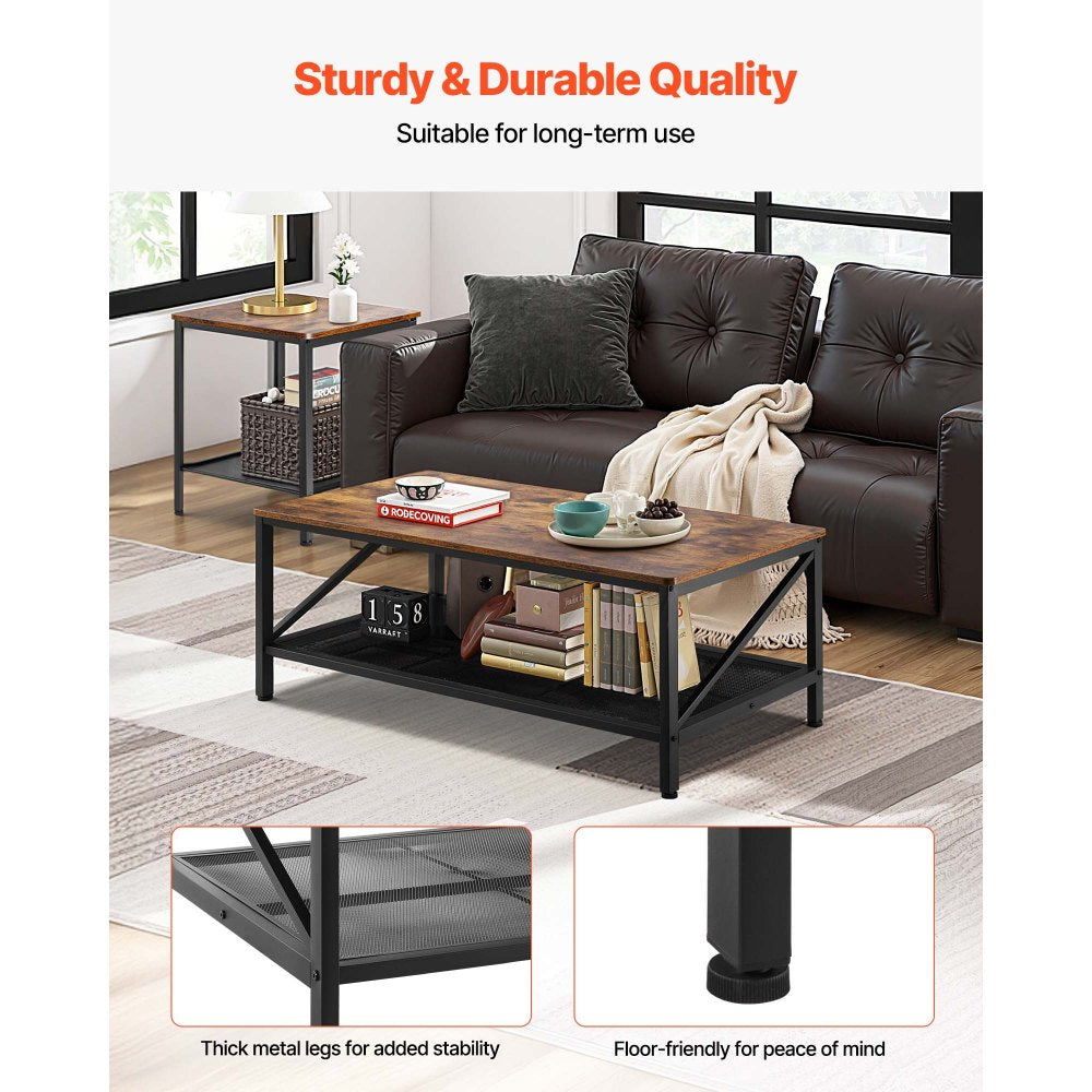 3 Pieces Living Room Table Sets 105 cm Coffee Table with 2 End Tables