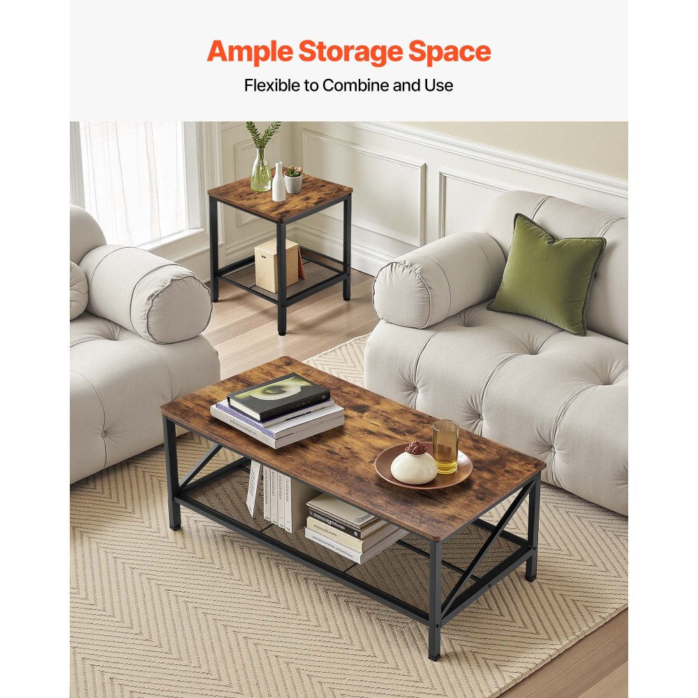3 Pieces Living Room Table Sets 105 cm Coffee Table with 2 End Tables