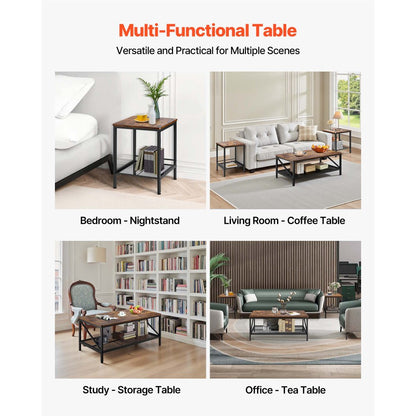 3 Pieces Living Room Table Sets 105 cm Coffee Table with 2 End Tables