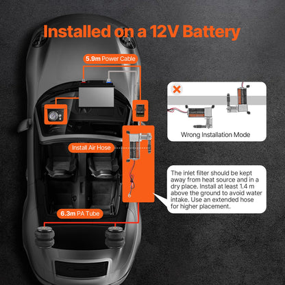 VEVOR Air Shock Controller Kit 100PSI On Board Air Compressor System Single Path