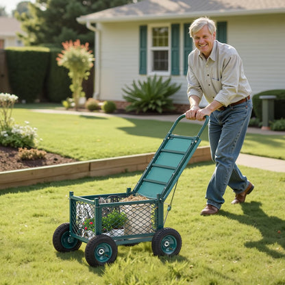 Rolling Garden Seat with Wheels 181kg Heavy Duty Garden Cart with Storage