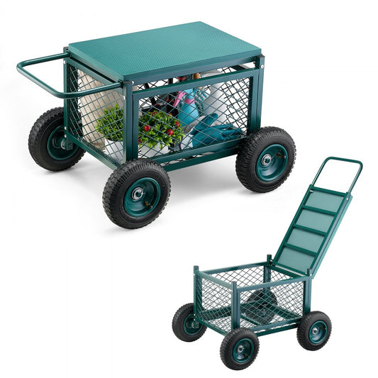 Rolling Garden Seat with Wheels 181kg Heavy Duty Garden Cart with Storage