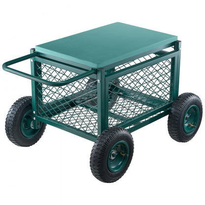 Rolling Garden Seat with Wheels 181kg Heavy Duty Garden Cart with Storage