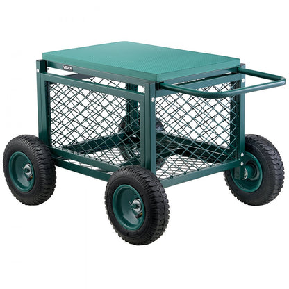 Rolling Garden Seat with Wheels 181kg Heavy Duty Garden Cart with Storage