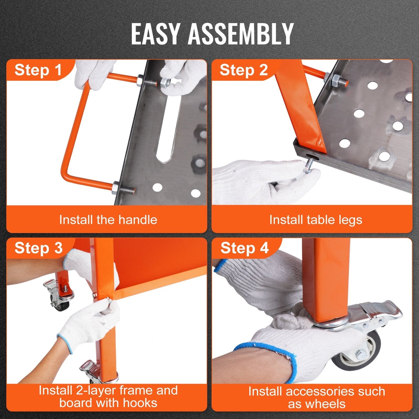 Portable Steel Welding Workbench with Lockable Wheels, 91.4 x 45.7 cm, 544 kg Capacity