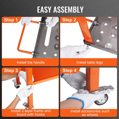 Portable Steel Welding Workbench with Lockable Wheels, 91.4 x 45.7 cm, 544 kg Capacity