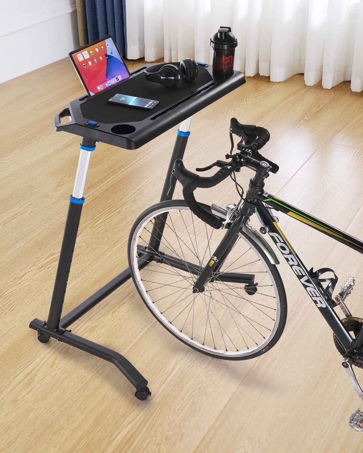 VEVOR Mobile Cycling Desk Foldable Bike Trainer Fitness Desk with Lockable Wheel
