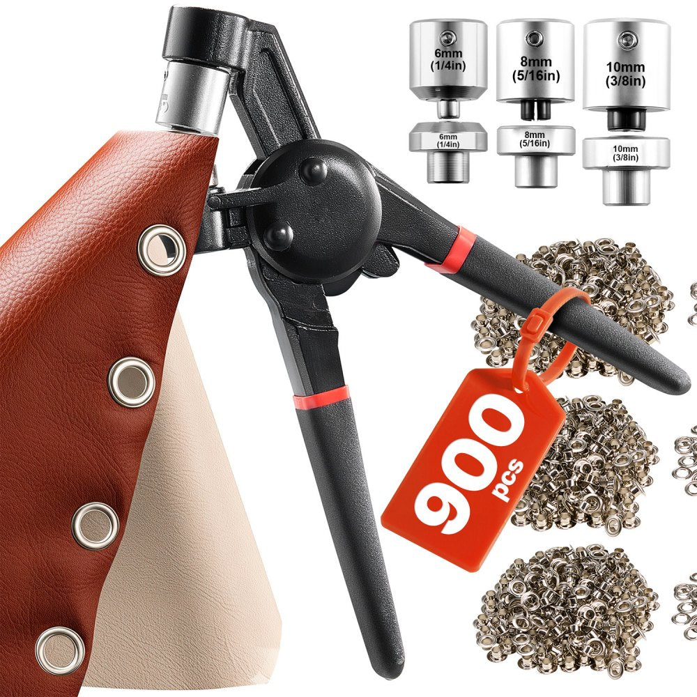Grommet Tool Kit 900 PCS 6 mm 8 mm 10 mm Metal Eyelets Grommets Eyelet Kit