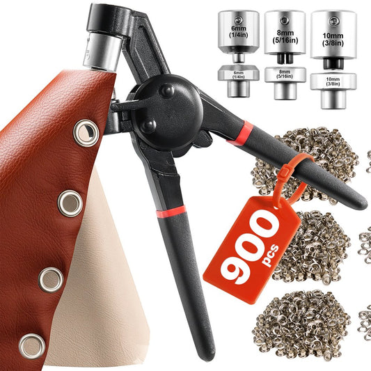 Grommet Tool Kit 900 PCS 6 mm 8 mm 10 mm Metal Eyelets Grommets Eyelet Kit