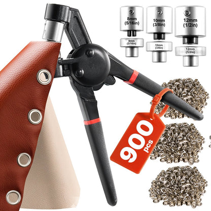 Grommet Tool Kit 900PCS 8 mm 10 mm 12 mm Metal Eyelets Grommets Eyelet Kit