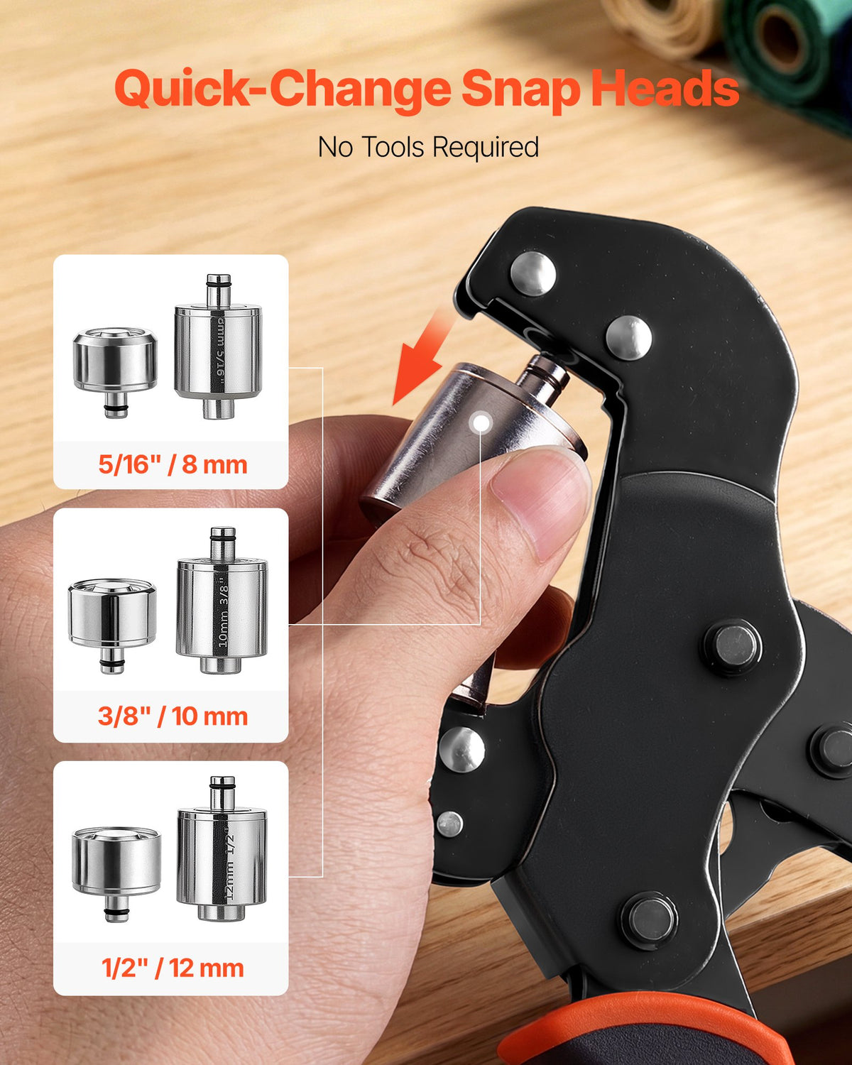 Grommet Tool Kit 8 mm 10 mm 12 mm 900 PCS Grommets Eyelet Tool Kit, with Eyelets and Washers, Manual Grommet Press Pliers, Hole Punch Tools, Blocks, for Leather, Tarps, Shoes, Crafts, Fabric