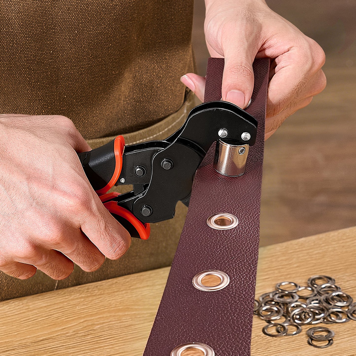 Grommet Tool Kit 8 mm 10 mm 12 mm 900 PCS Grommets Eyelet Tool Kit, with Eyelets and Washers, Manual Grommet Press Pliers, Hole Punch Tools, Blocks, for Leather, Tarps, Shoes, Crafts, Fabric
