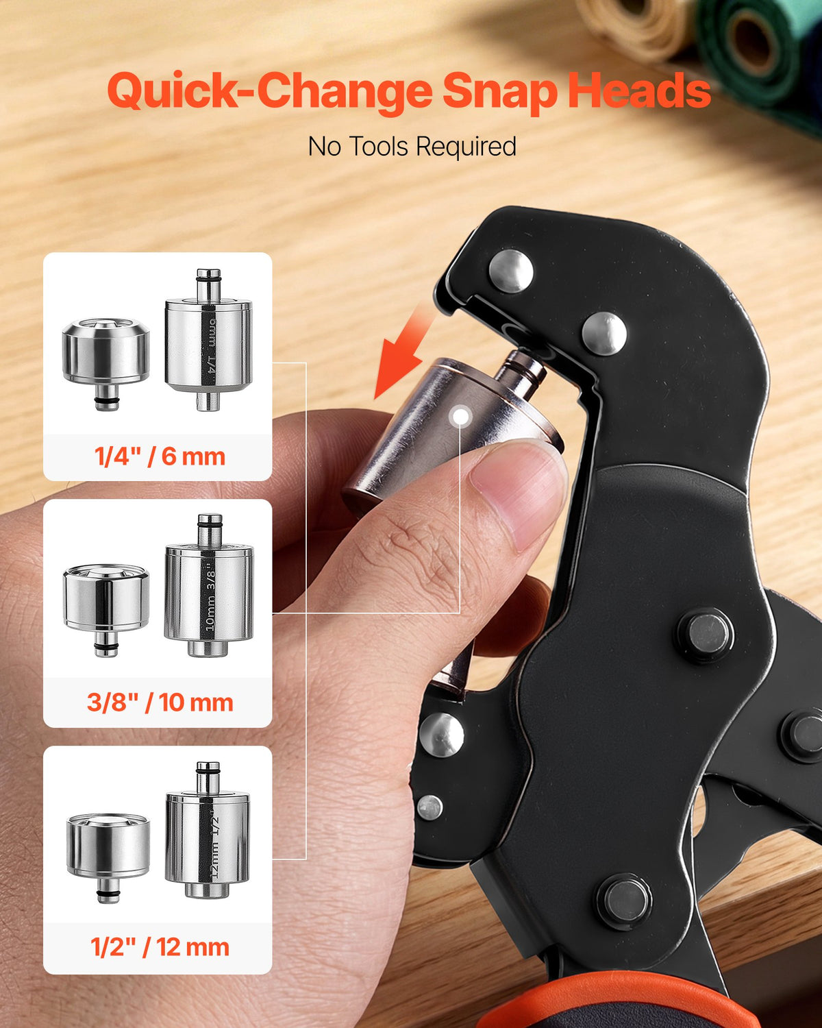 Grommet Tool Kit 6 mm 10 mm 12 mm 900 PCS Grommets Eyelet Tool Kit, with Eyelets and Washers, Manual Grommet Press Pliers, Hole Punch Tools, Blocks, for Leather, Tarps, Shoes, Crafts, Fabric