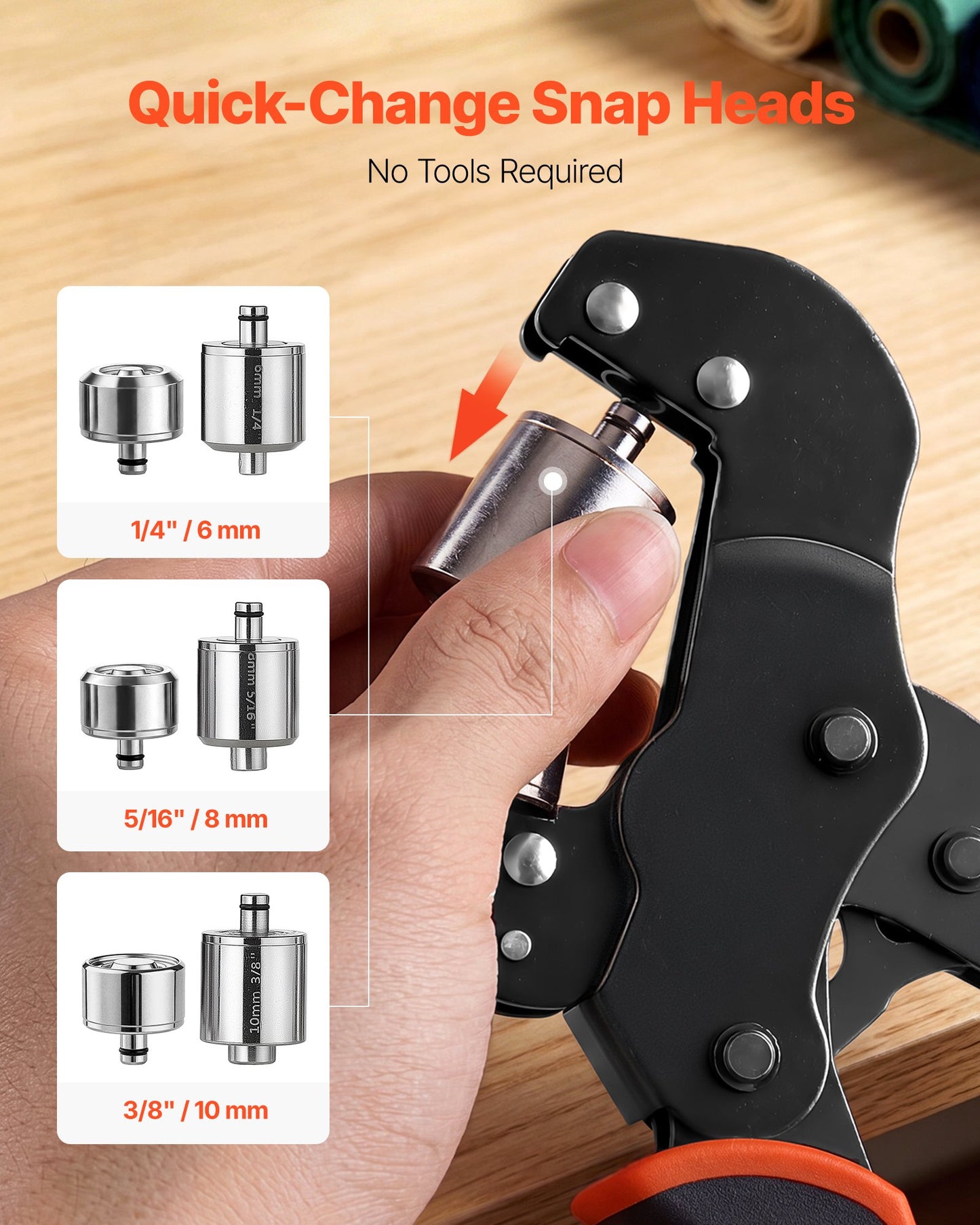 Grommet Tool Kit 6 mm 8 mm 10 mm 900 PCS Grommets Eyelet Tool Kit, with Eyelets and Washers, Manual Grommet Press Pliers, Hole Punch Tools, Blocks, for Leather, Tarps, Shoes, Crafts, Fabric