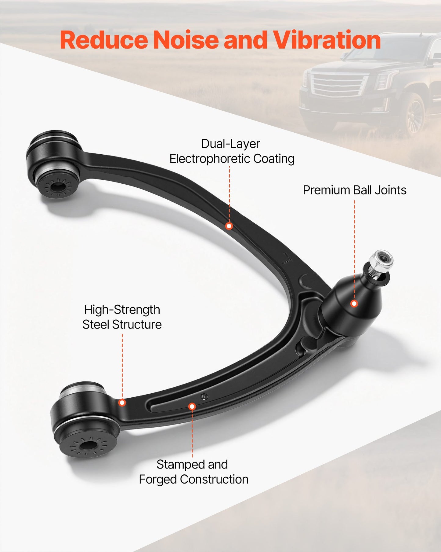 Left Right Front Upper Control Arms Kit with Ball Joint, OEM Suspension Kit Compatible with 2007–2013 GMC, 2007–2014 Cadillac & Chevrolet (10PCS)
