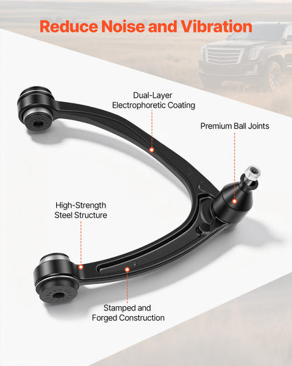 Left Right Front Upper Control Arms Kit with Ball Joint, OEM Suspension Kit Compatible with 2007–2013 GMC, 2007–2014 Cadillac & Chevrolet (10PCS)
