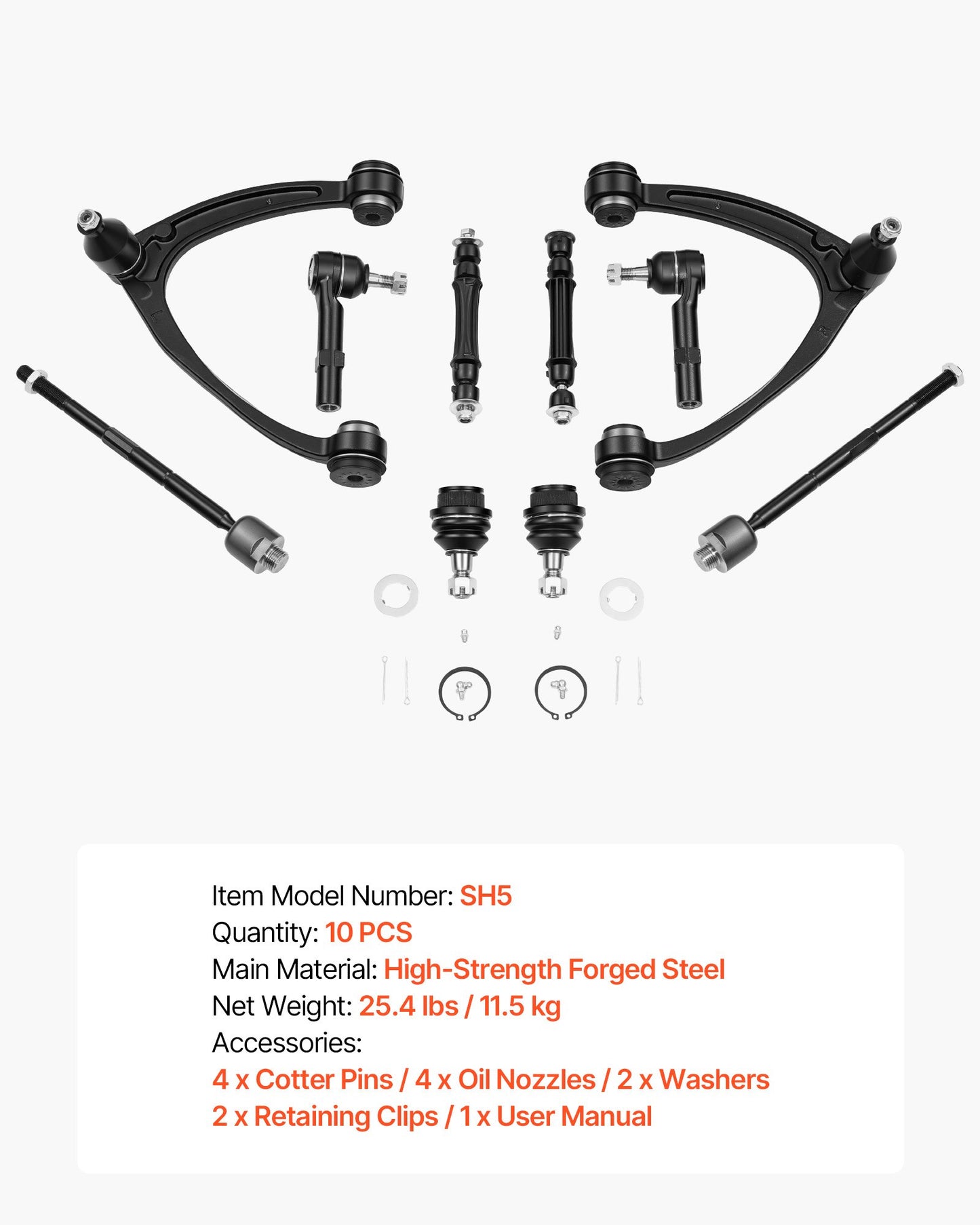 Left Right Front Upper Control Arms Kit with Ball Joint, OEM Suspension Kit Compatible with 2007–2013 GMC, 2007–2014 Cadillac & Chevrolet (10PCS)