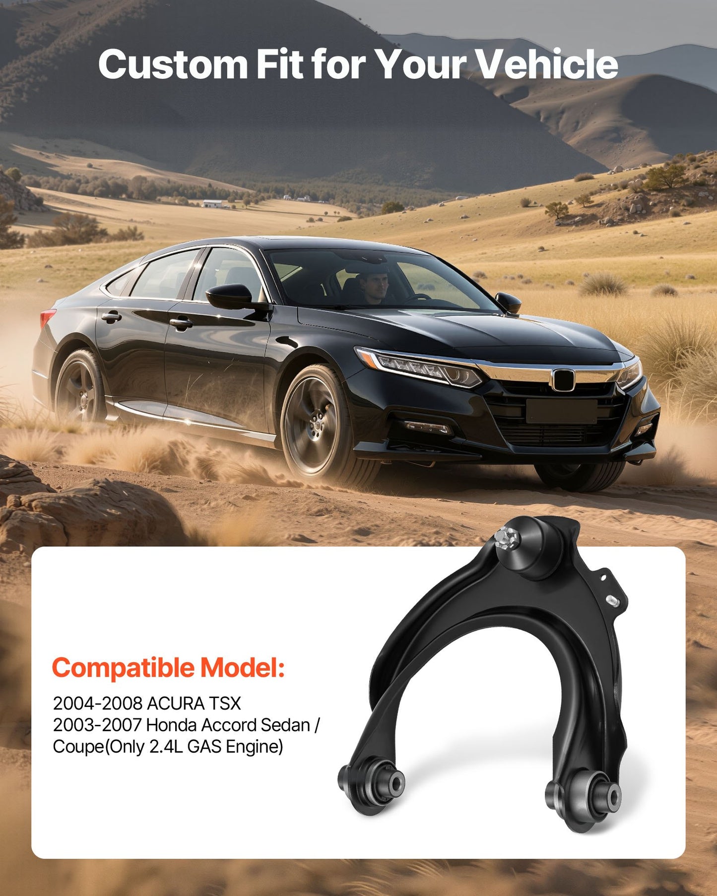 Front Upper Lower Control Arms, OEM Suspension Kit Compatible with 2004-2008 ACURA TSX, 2003-2007 Honda Accord Sedan/Coupe (2.4L Gas Engine Only) - 12PCS