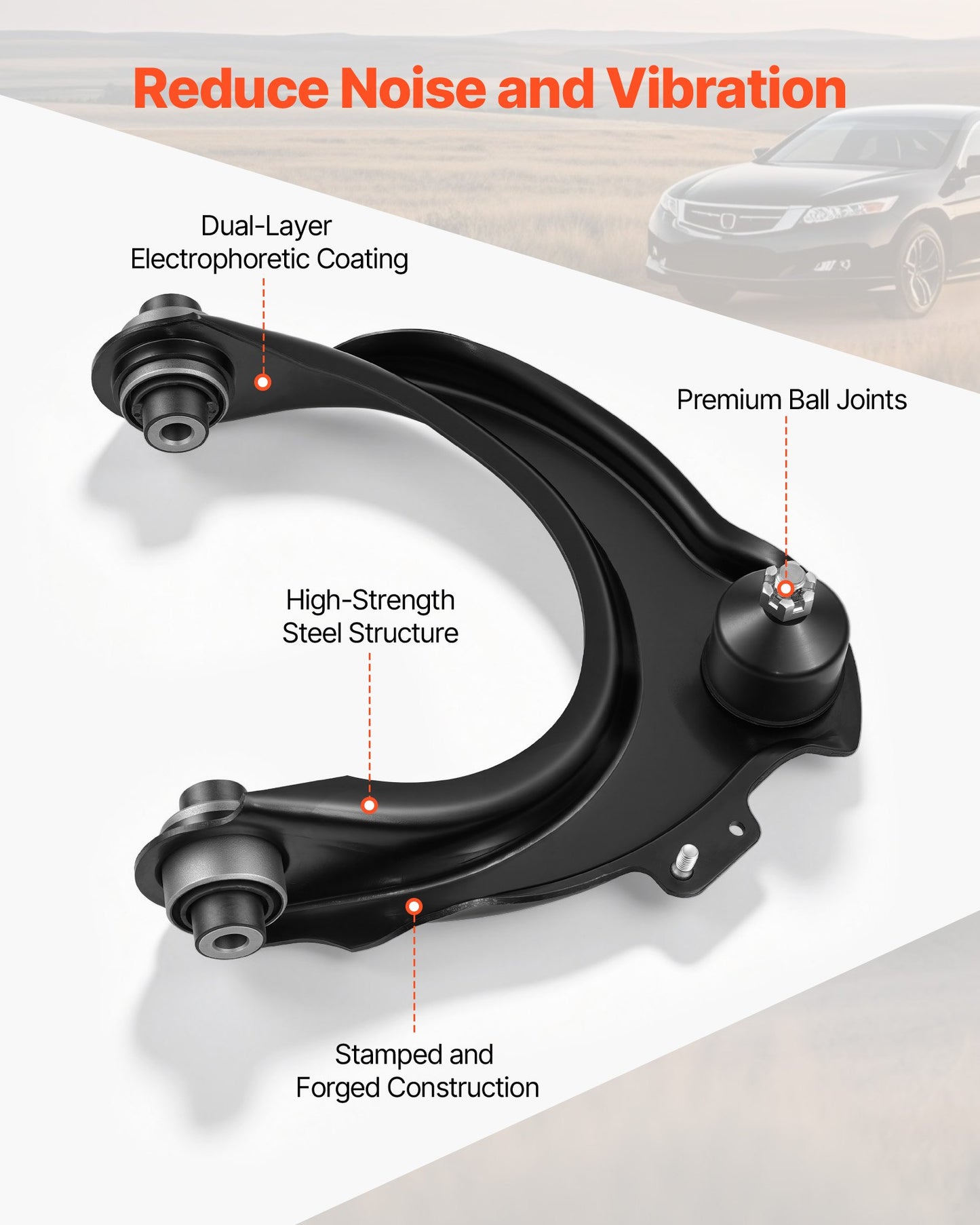 Front Upper Lower Control Arms, OEM Suspension Kit Compatible with 2004-2008 ACURA TSX, 2003-2007 Honda Accord Sedan/Coupe (2.4L Gas Engine Only) - 12PCS