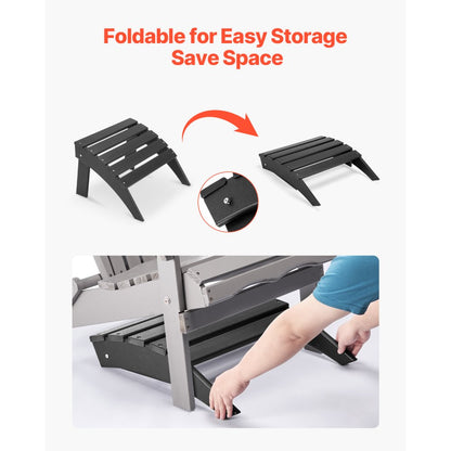 Adirondack Ottoman 47.5L x 50W x 33H cm HDPE Folding Footrest Black