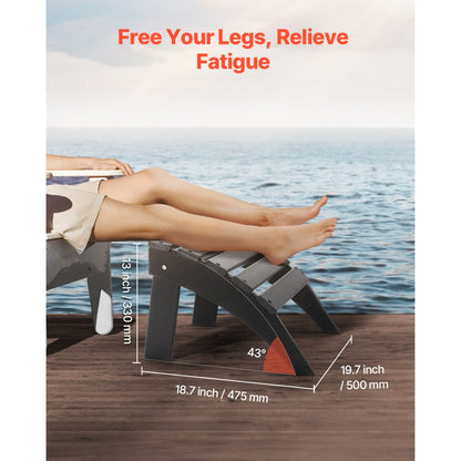 Adirondack Ottoman 47.5L x 50W x 33H cm HDPE Folding Footrest Black