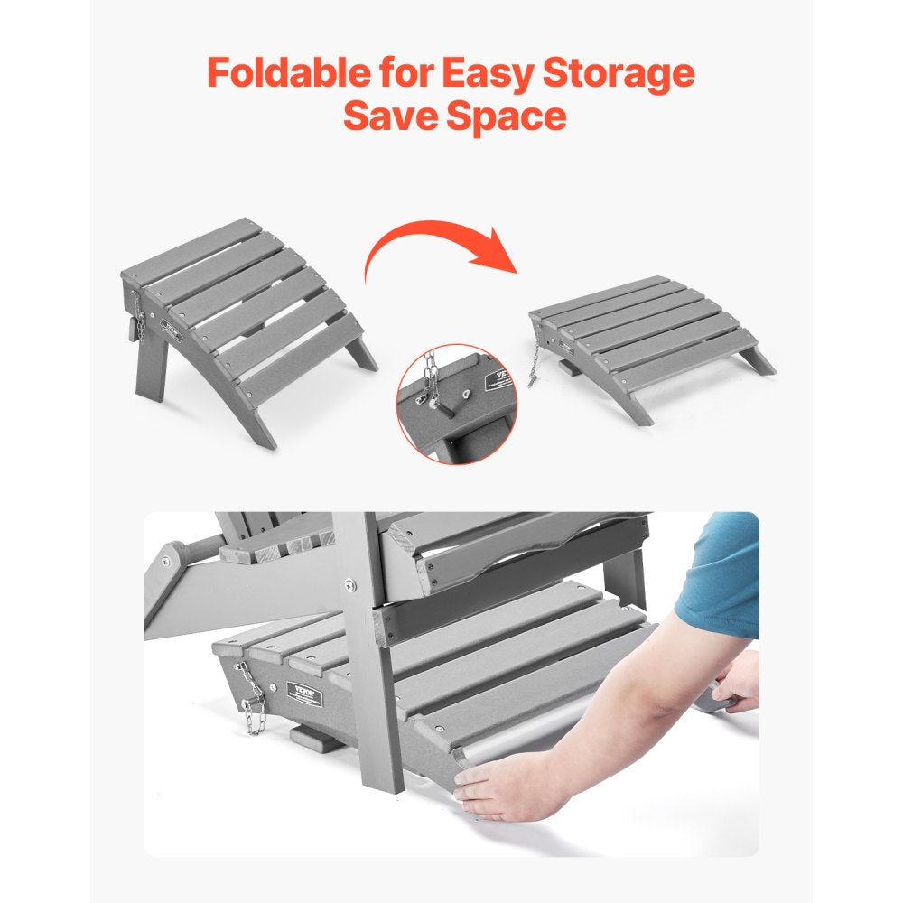 Adirondack Ottoman 43L x 48W x 33H cm HDPE Folding Footrest Gray