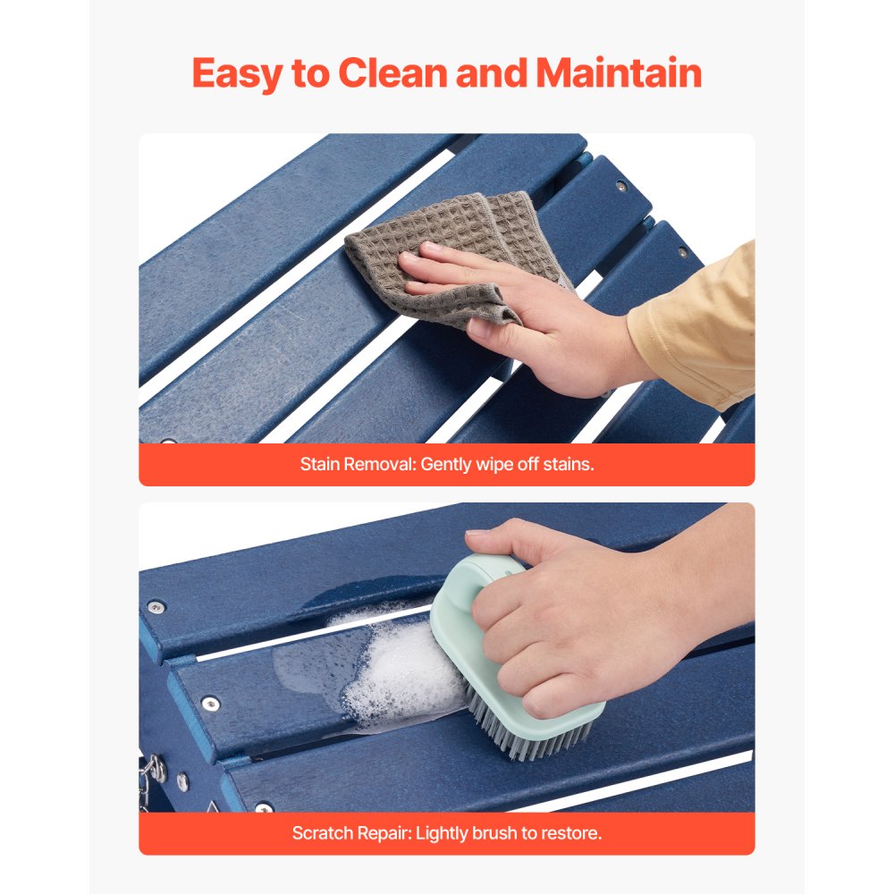 Adirondack Ottoman, 40L x 48W x 33H cm HDPE Plastic Folding Adirondack Ottoman, Weather-Resistant Foot Rest for Adirondack Chair, Widely Used for Outside Porch Pool Lawn Backyard, Blue