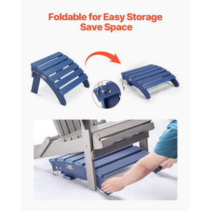 Adirondack Ottoman 47.5L x 48W x 35H cm HDPE Folding Footrest Blue