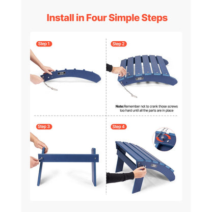 Adirondack Ottoman 47.5L x 48W x 35H cm HDPE Folding Footrest Blue