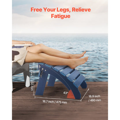 Adirondack Ottoman 47.5L x 48W x 35H cm HDPE Folding Footrest Blue