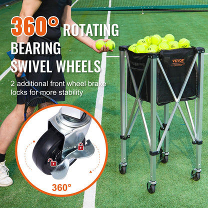 VEVOR Foldable Tennis Ball Hopper, Holds 150 Tennis Balls, Lightweight Aluminum
