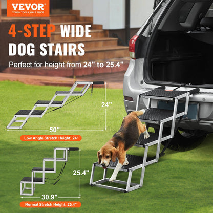VEVOR Dog Stair for Cars 4-step Folding Dog Steps Aluminum Loads up to 150 lbs,