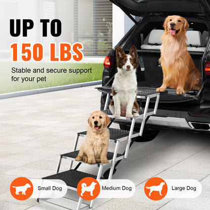 VEVOR Dog Stair for Cars 5-step Folding Dog Steps Aluminum Loads up to 150 lbs,