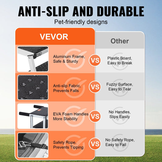5-Step Folding Dog Stairs, Aluminum, Supports Up to 68 kg, Adjustable Height