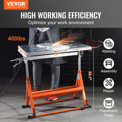 Adjustable Steel Welding Workbench with Wheels, 180kg Load, 3 Tilt Angles