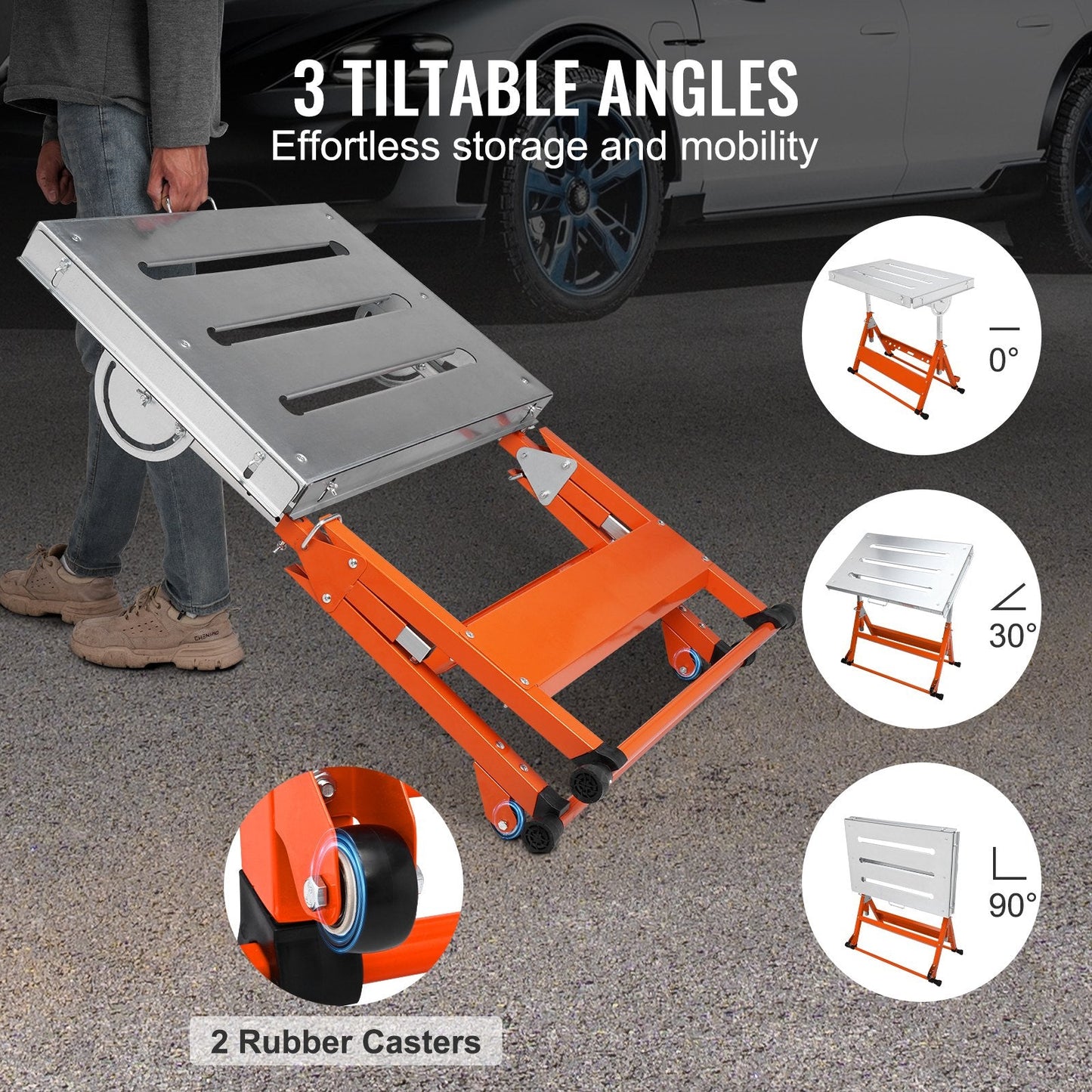 Adjustable Steel Welding Workbench with Wheels, 180kg Load, 3 Tilt Angles