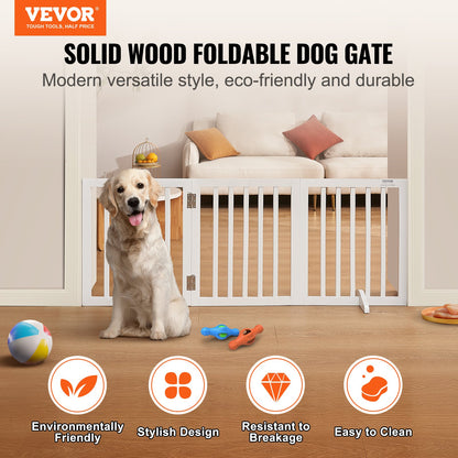 VEVOR Free Standing Dog Gate, 24" H x 60" W Freestanding Pet Gate, 3 Panels Foldable