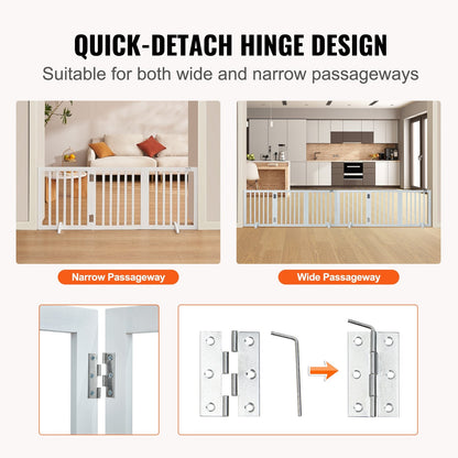 Foldable Pet Gate with 3 Panels, 0.6m H x 1.5m W, Indoor Use, White